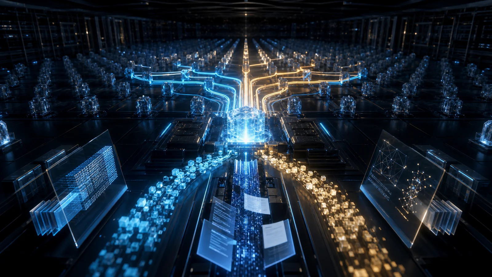 Arquitectura de mezcla de expertos de Qwen3.8-Max activando rutas especializadas para resolver tareas complejas