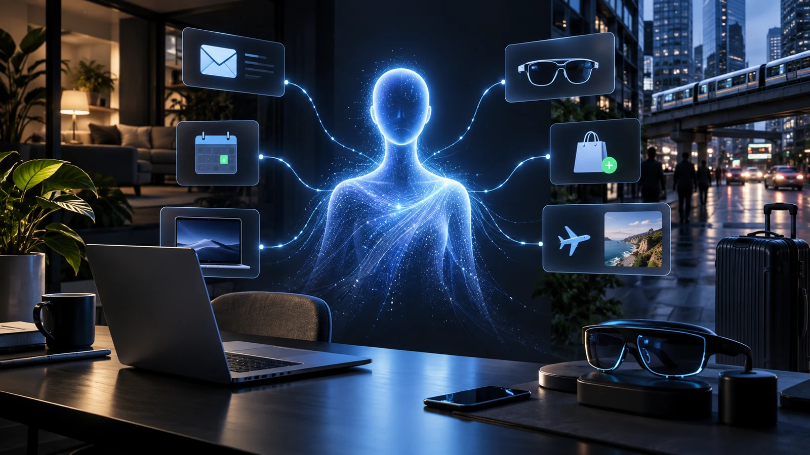 Muse como agente personal conectado al ordenador, las gafas, el correo y los servicios digitales